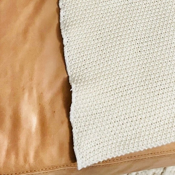 NWT Ivory/Cream Lightweight Cable Knit Boho Throw Blanket with Tassels - Picture 6 of 8